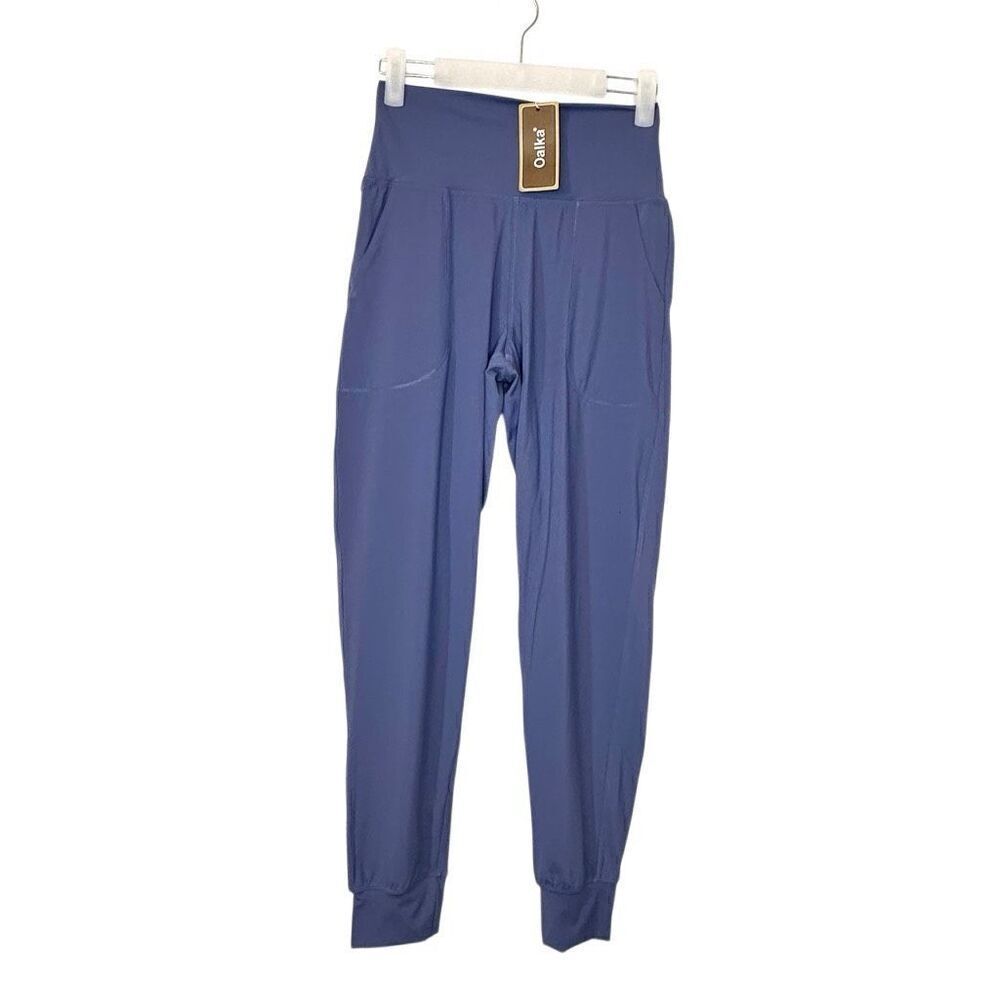 NWT Oalka High Waist Stretch Blue Jogger Pants Size Small